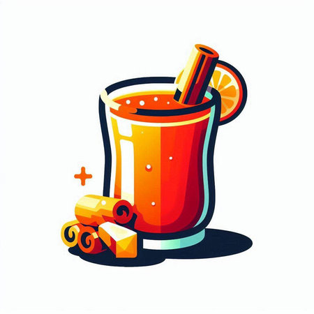 Mulled wine with cinnamon and star anise, vector illustrationのイラスト素材