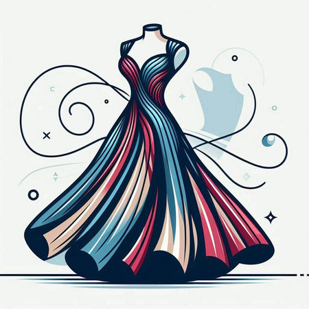 Wedding dress on a mannequin. Vector illustration.のイラスト素材