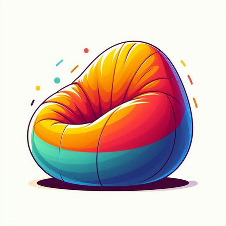 Illustration of a colorful beanbag isolated on a white background.のイラスト素材