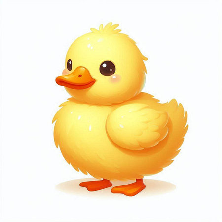 Cute yellow duckling isolated on white background. Vector illustration.のイラスト素材