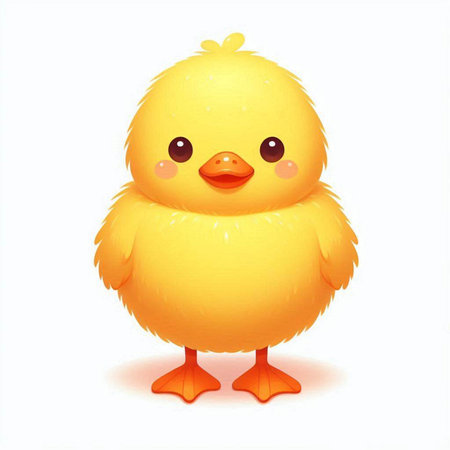 Cute little yellow chicken isolated on white background. Vector illustration.のイラスト素材
