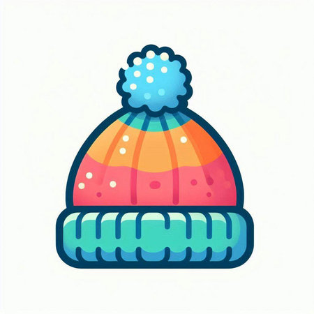 Winter hat with pompon. Vector illustration in a flat style.のイラスト素材