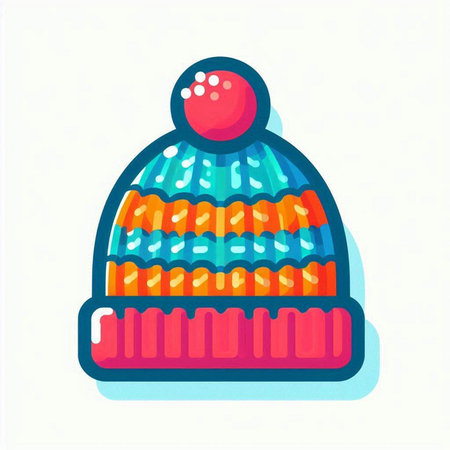 Knitted hat with pompon. Vector illustration in cartoon style.のイラスト素材