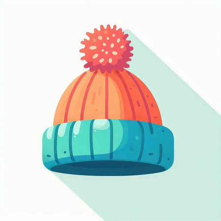 Winter hat with pompon. Vector illustration in flat design style.のイラスト素材