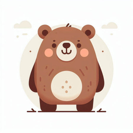 Cute bear. Vector illustration in flat style. Isolated on white background.のイラスト素材