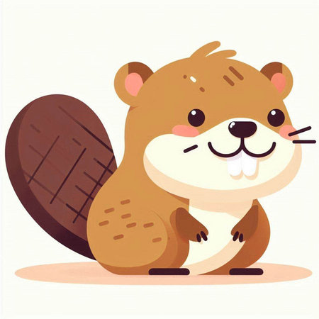 Cute beaver vector illustration. Cute cartoon beaver character.のイラスト素材