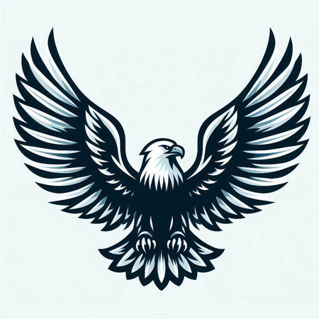 Eagle with wings in black and white colors, vector illustration.のイラスト素材