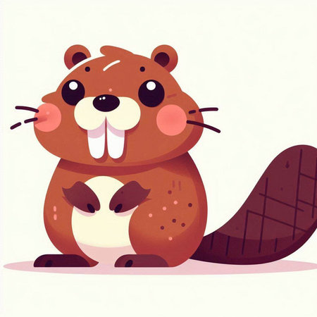 Cute cartoon beaver. Vector illustration of a beaver.のイラスト素材