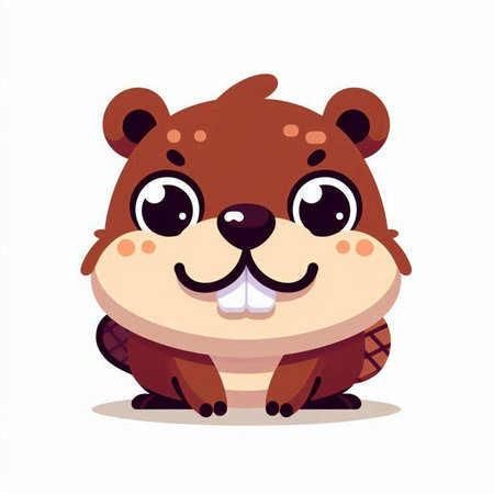 Cute cartoon beaver. Vector illustration isolated on white background.のイラスト素材