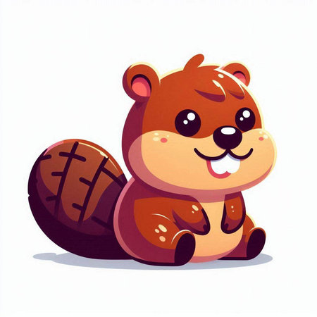 Cute cartoon beaver. Vector illustration isolated on white background.のイラスト素材