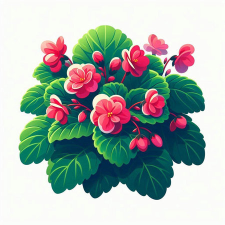 Flowering violets in a pot. Vector illustration.のイラスト素材