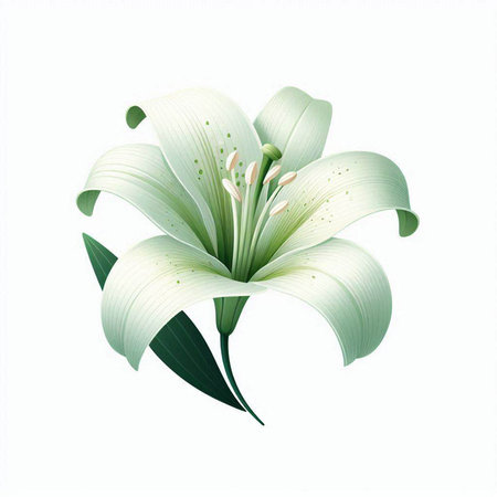 White lily flower isolated on white background. Vector Illustration.のイラスト素材