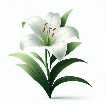 White lily isolated on white background. Vector illustration for your designのイラスト素材
