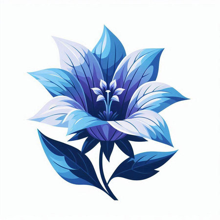 Beautiful blue flower isolated on a white background. Vector illustration.のイラスト素材