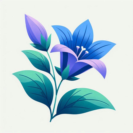 Illustration of blue flowers on a white background. Vector illustration.のイラスト素材