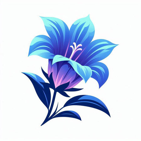 Illustration of a blue lily flower on a white background.のイラスト素材