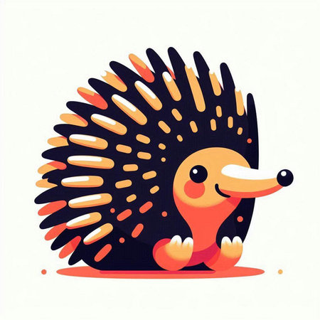 Cute hedgehog on a white background. Vector illustration in cartoon style.のイラスト素材