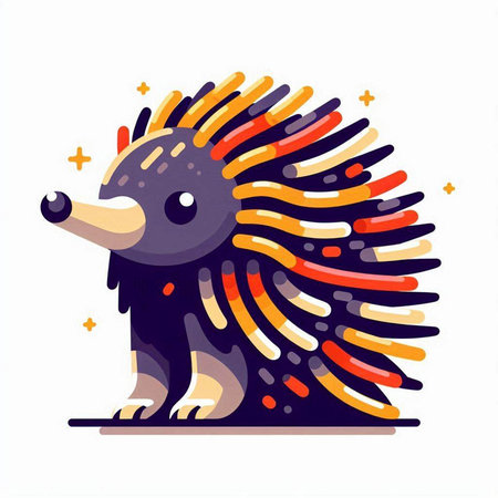 Cute hedgehog. Vector illustration in cartoon style. Isolated on white background.のイラスト素材