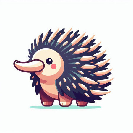 Cute cartoon hedgehog. Vector illustration isolated on white background.のイラスト素材