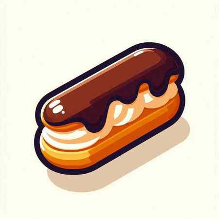 Chocolate eclair. Vector illustration of a chocolate eclair.のイラスト素材