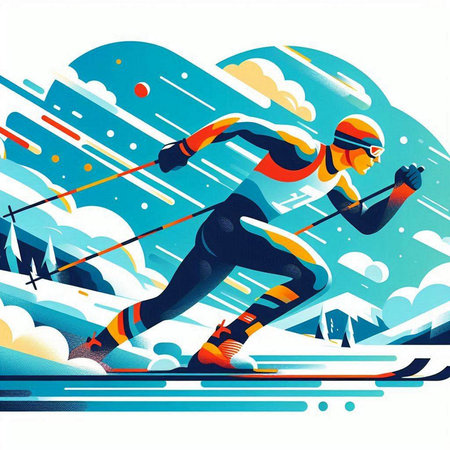 Cross-country skiing. Freestyle freestyle race. Vector illustration.のイラスト素材