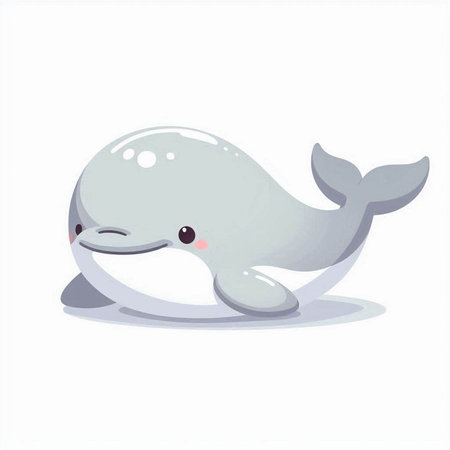 Cute cartoon whale. Vector illustration isolated on a white background.のイラスト素材