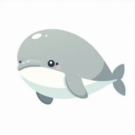 Cute cartoon baby whale isolated on white background. Vector illustration.のイラスト素材