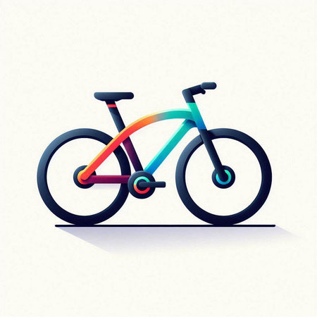 Bicycle icon, vector illustration. Colorful bike icon isolated on white background.のイラスト素材