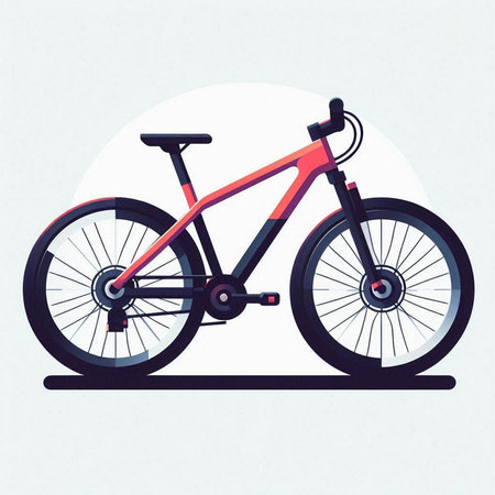 Bicycle on white background, vector illustration in flat style. Side view.のイラスト素材
