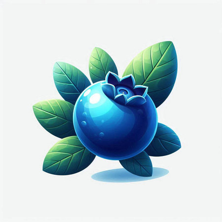 Blueberry with leaves on white background. Vector illustration. Eps 10.のイラスト素材