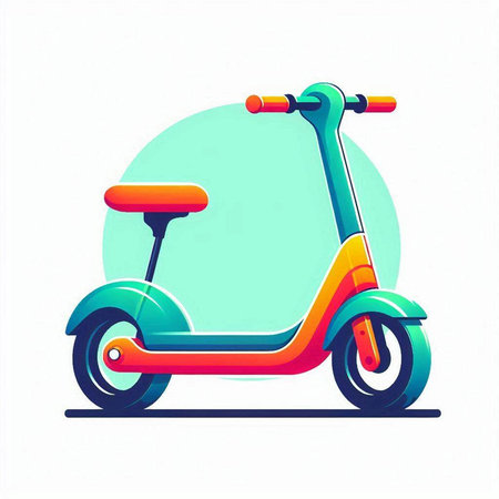 Colorful scooter on a white background. Vector illustration in flat style.のイラスト素材