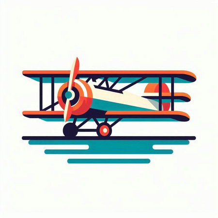 Airplane flat vector illustration. Retro aircraft isolated on white background.のイラスト素材