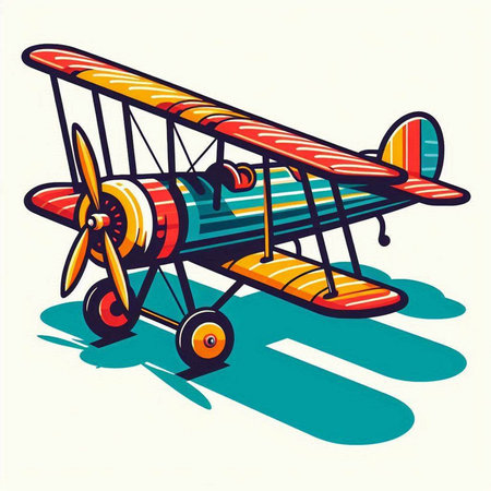 Retro biplane isolated on a white background. Vector illustration.のイラスト素材