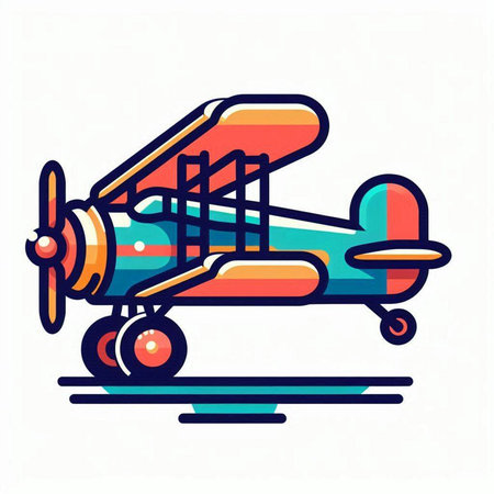 Vintage biplane icon, vector illustration. Flat design style.のイラスト素材