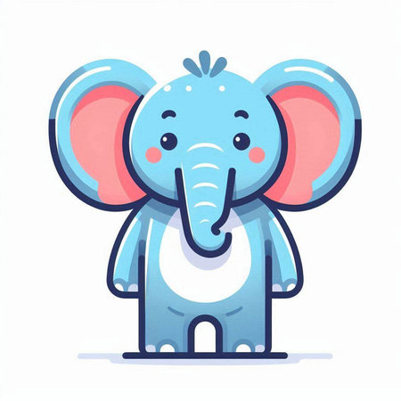 Cute cartoon elephant. Vector illustration isolated on a white background.のイラスト素材