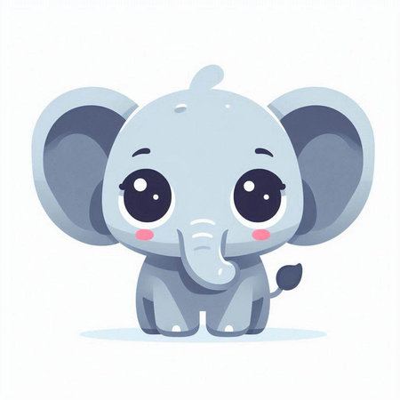 Cute cartoon elephant. Vector illustration isolated on a white background.のイラスト素材