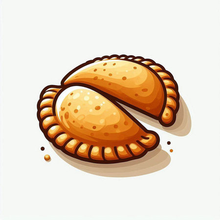 Illustration of a set of empanadas on a white backgroundのイラスト素材