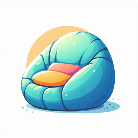 Illustration of a cute blue beanbag isolated on a white backgroundのイラスト素材