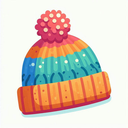 Winter hat isolated on white background. Vector illustration in cartoon style.のイラスト素材