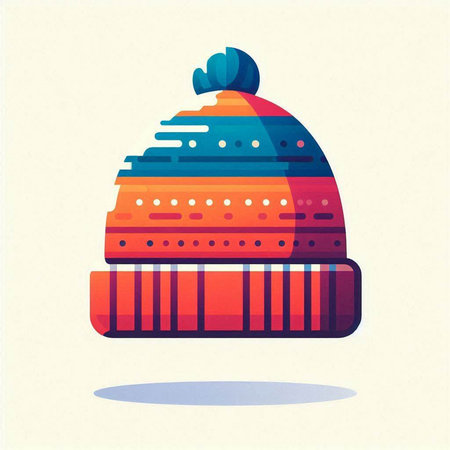 Winter hat. Vector illustration in flat design style. Isolated on white background.のイラスト素材