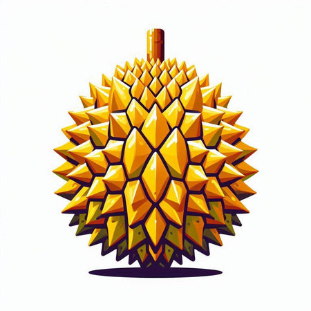 King of fruits, durian isolated on white background. Realistic vector illustration.のイラスト素材