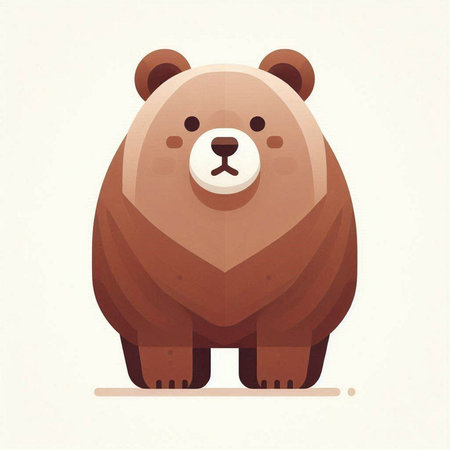 Cute brown bear on a white background. Vector illustration in cartoon style.のイラスト素材