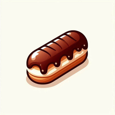 Chocolate eclair isolated on a white background. Vector illustration.のイラスト素材