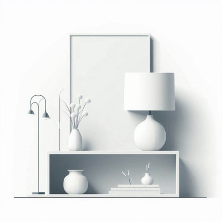 Mockup poster in modern interior, 3D illustration, 3D renderingのイラスト素材