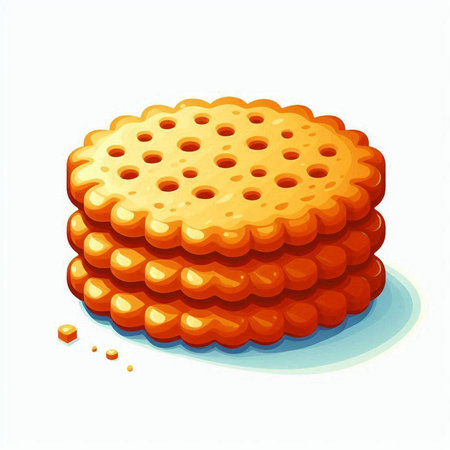 Illustration of a stack of round cookies on a white background.のイラスト素材