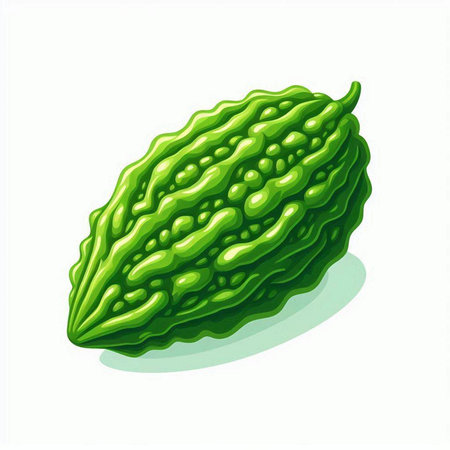 Bitter melon isolated on a white background. Vector illustration.のイラスト素材