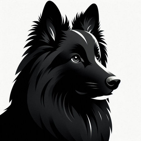 black and white portrait of a dog of the german shepherd breedのイラスト素材