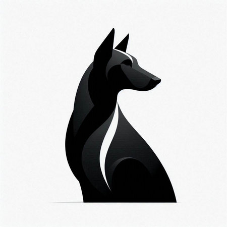Black dog on a white background. Vector illustration. Eps 10.のイラスト素材