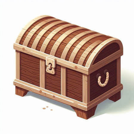 Wooden chest isolated on a white background. 3d render.のイラスト素材