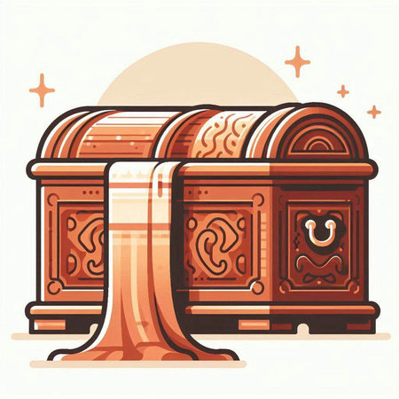 Vector illustration of an antique chest on a white background. Retro style.のイラスト素材